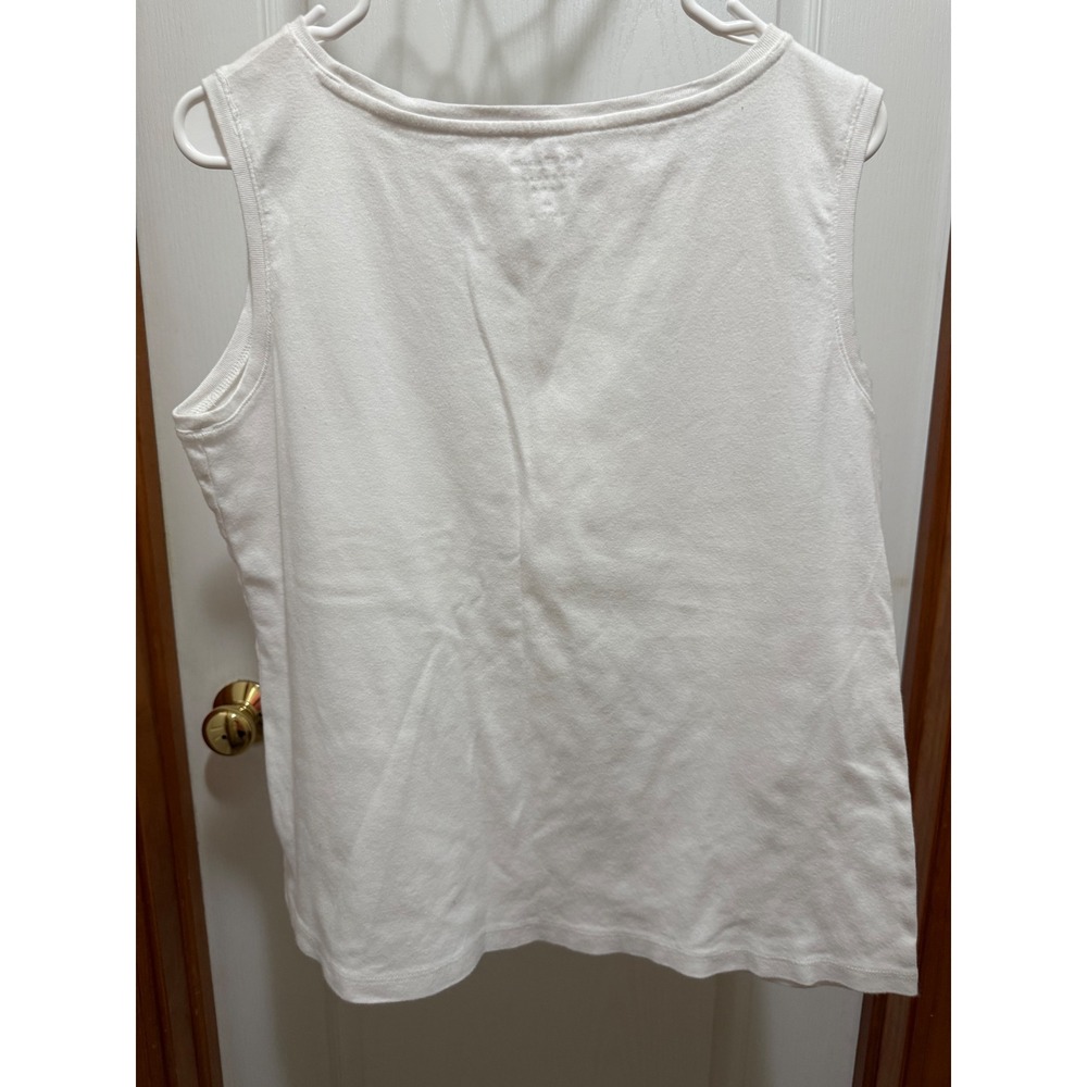 White 100% Cotton Scoop Neck Tank Top Sleeveless Shell RN 73277
